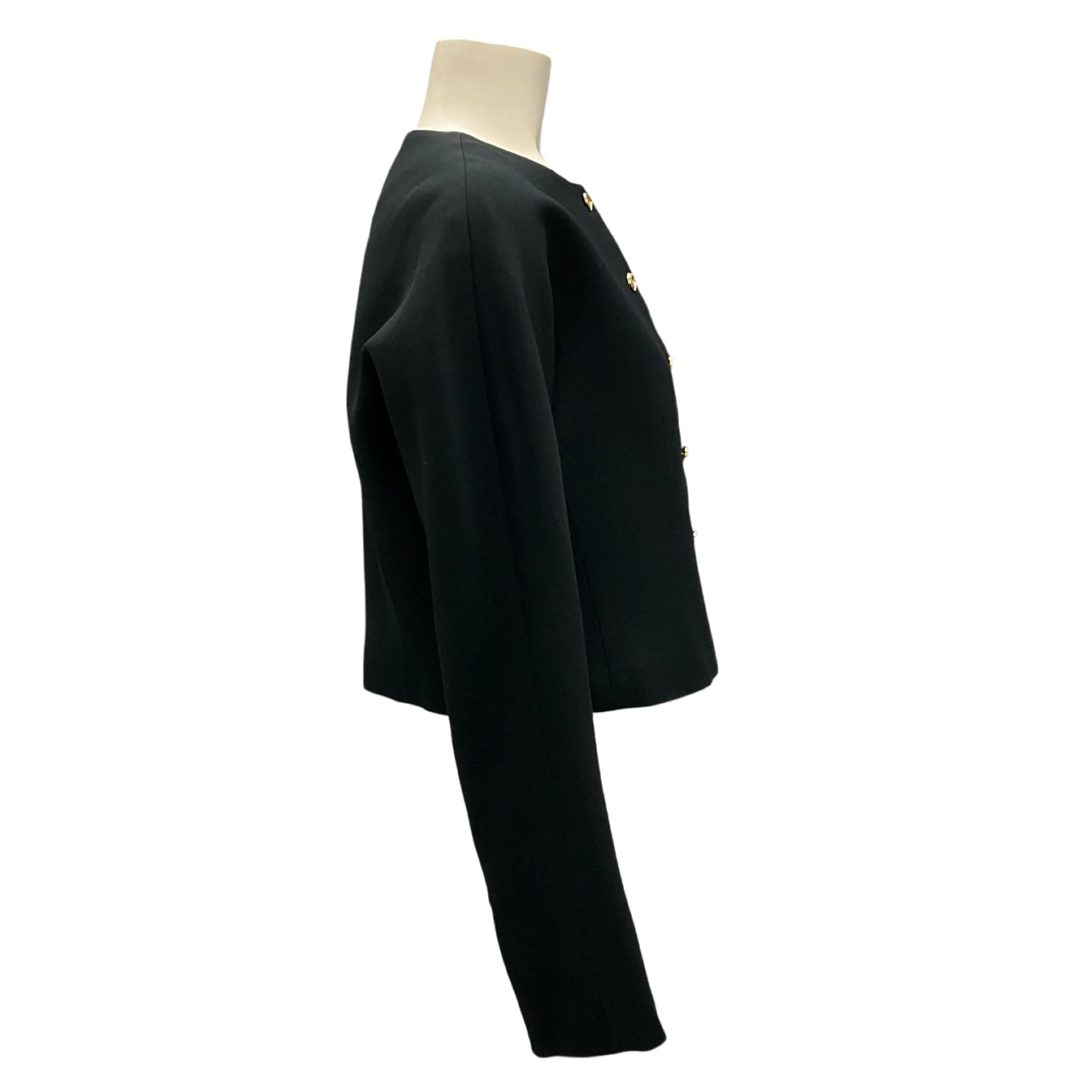 Lafayette 148 New York Black Cropped Button-Front Wool Jacket