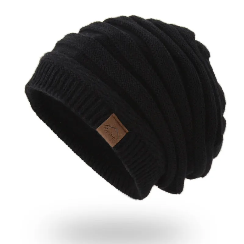 Leather Label Knitted Hat Warm Hat For Men And Women