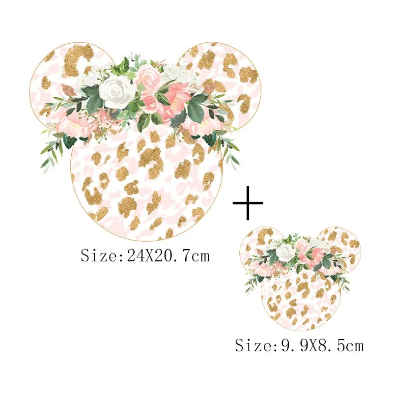 Leopard Print Flower Sticker On Clothes DIY Thermal Stickers For T-Shirts Fashion Girls Patch On Clothing Iron On Transfer Patch