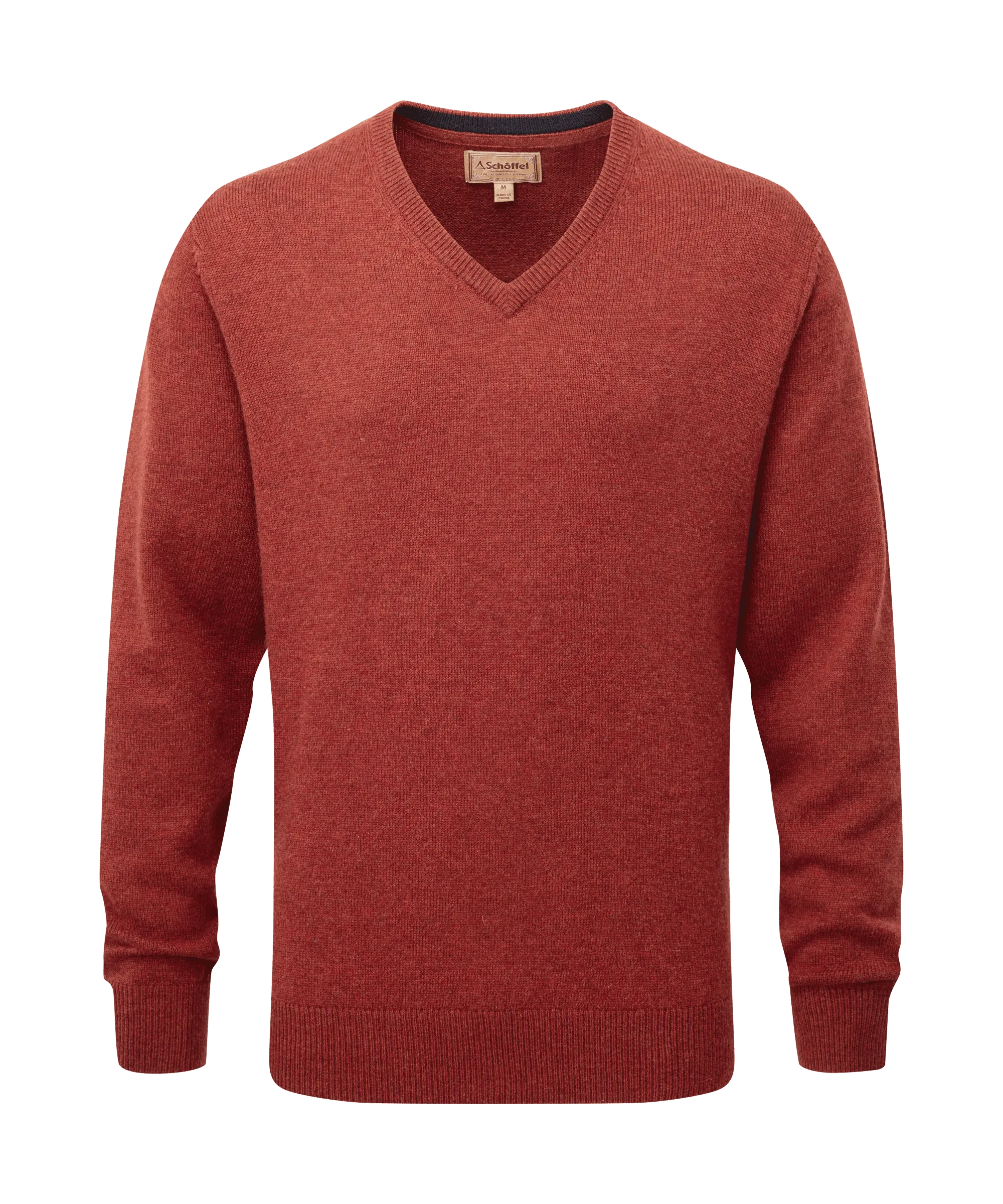 Lewis Lambswool V Neck Jumper - Deep Red