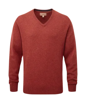 Lewis Lambswool V Neck Jumper - Deep Red