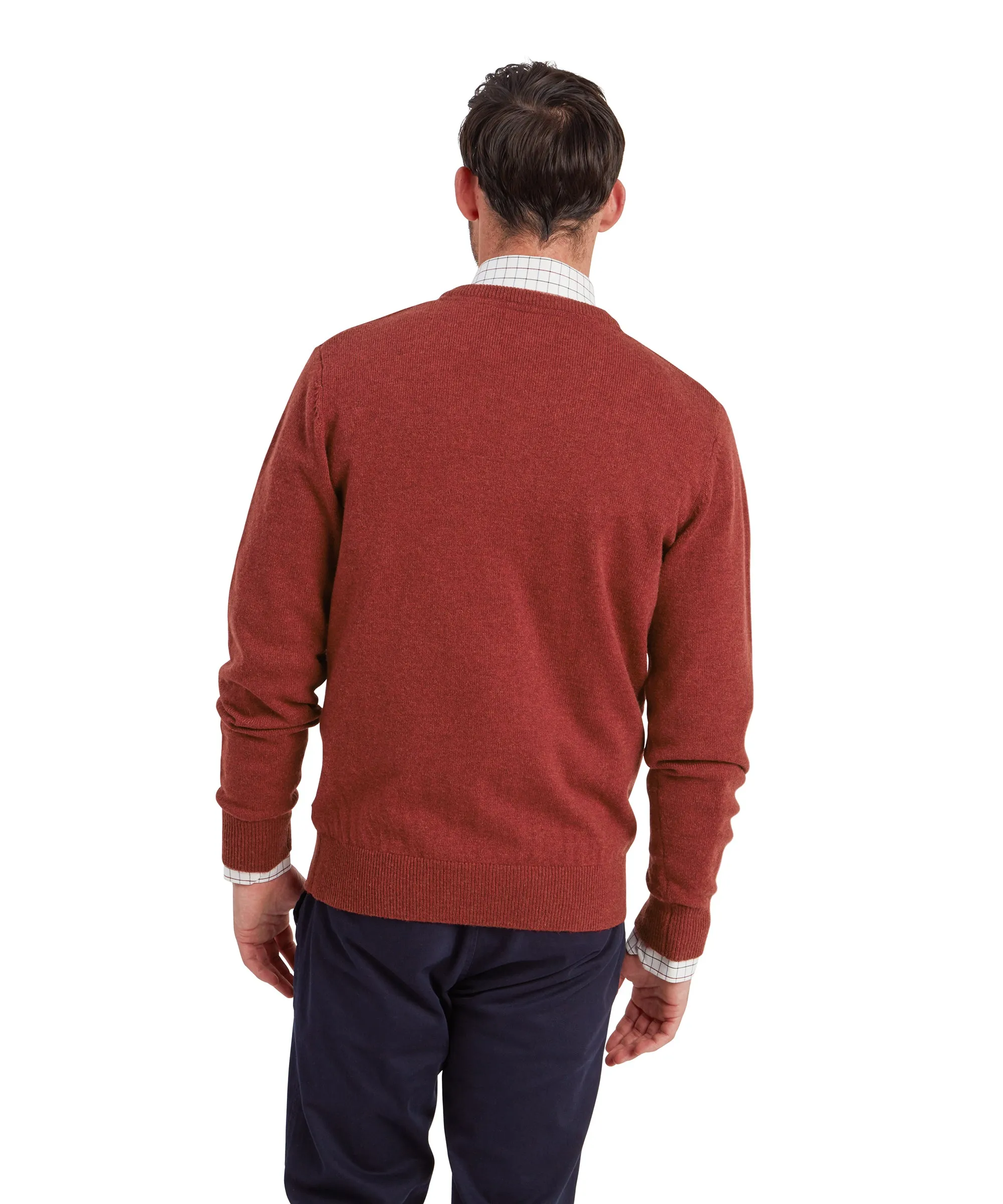 Lewis Lambswool V Neck Jumper - Deep Red