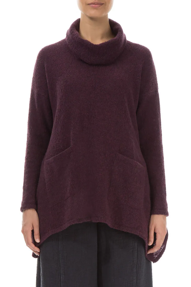 Longer Back Turtleneck Mulberry Wool Sweater