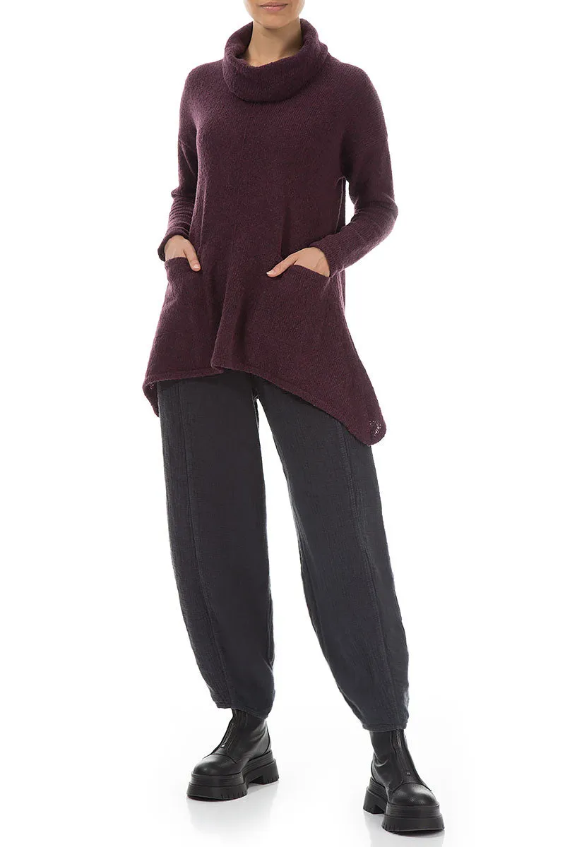 Longer Back Turtleneck Mulberry Wool Sweater