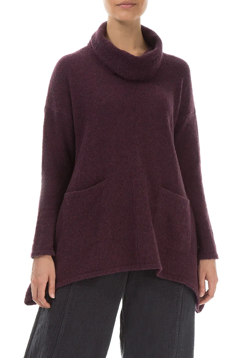 Longer Back Turtleneck Mulberry Wool Sweater