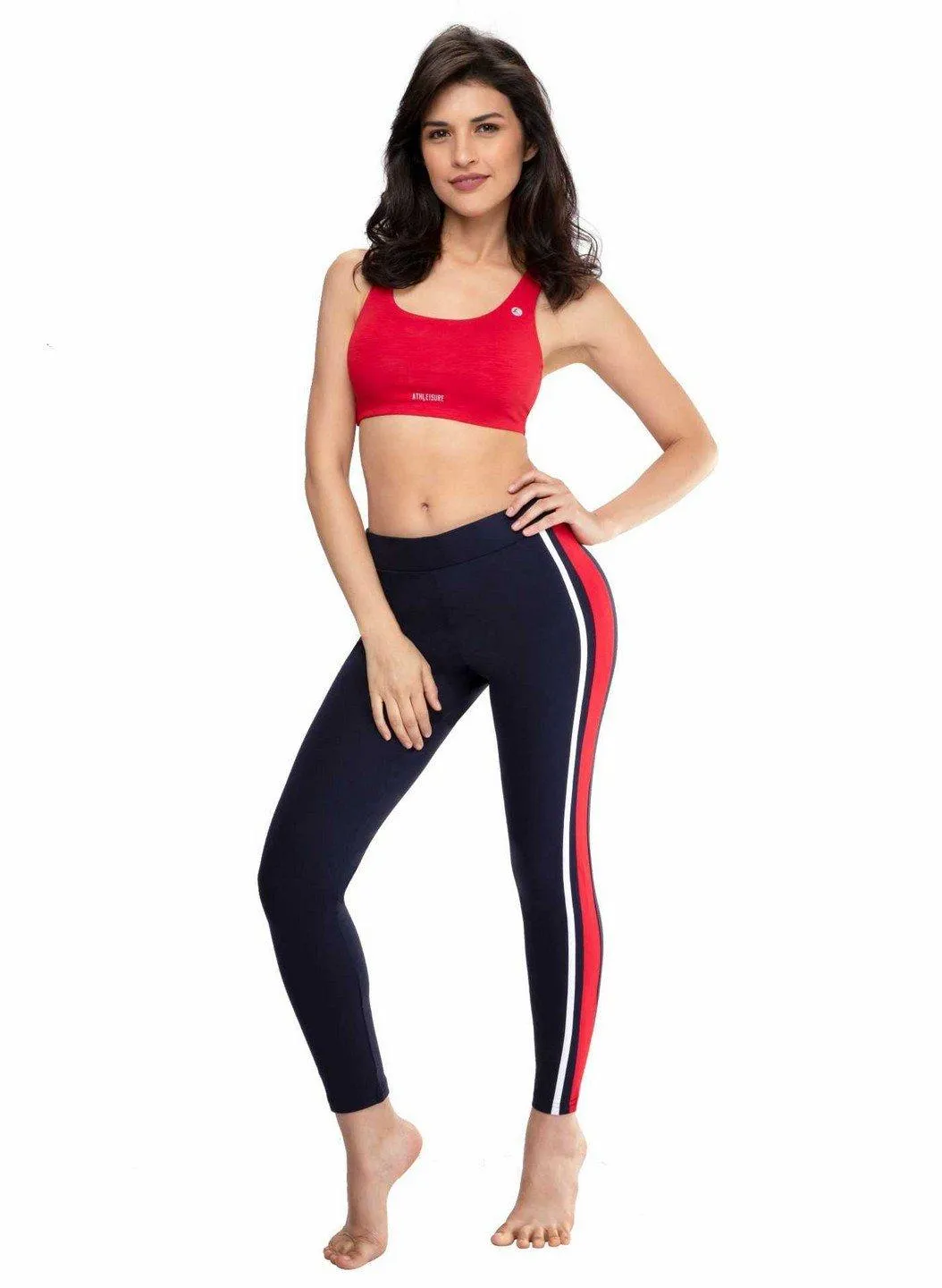 Lovable Blue Cotton Gym Wear Tights Yoga Pants With Pocket