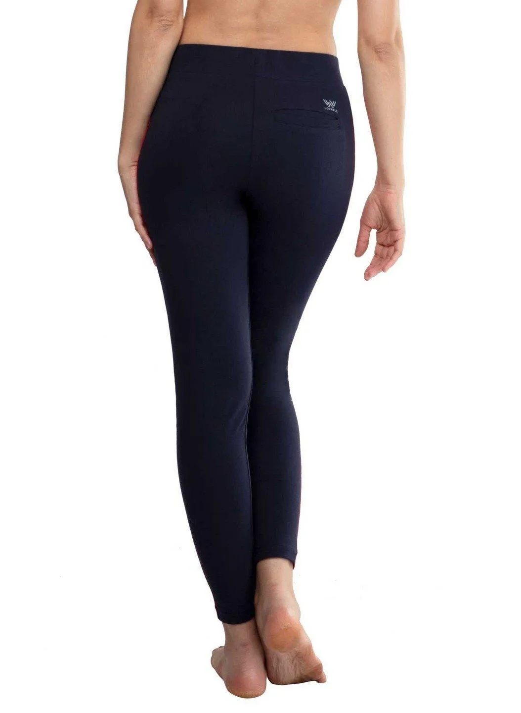 Lovable Blue Cotton Gym Wear Tights Yoga Pants With Pocket