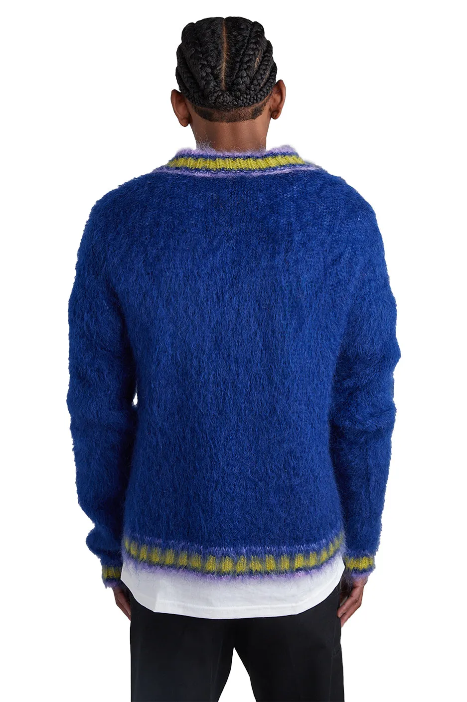 Marni Mixed Yarn V-Neck Sweater 'Royal'