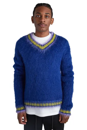 Marni Mixed Yarn V-Neck Sweater 'Royal'