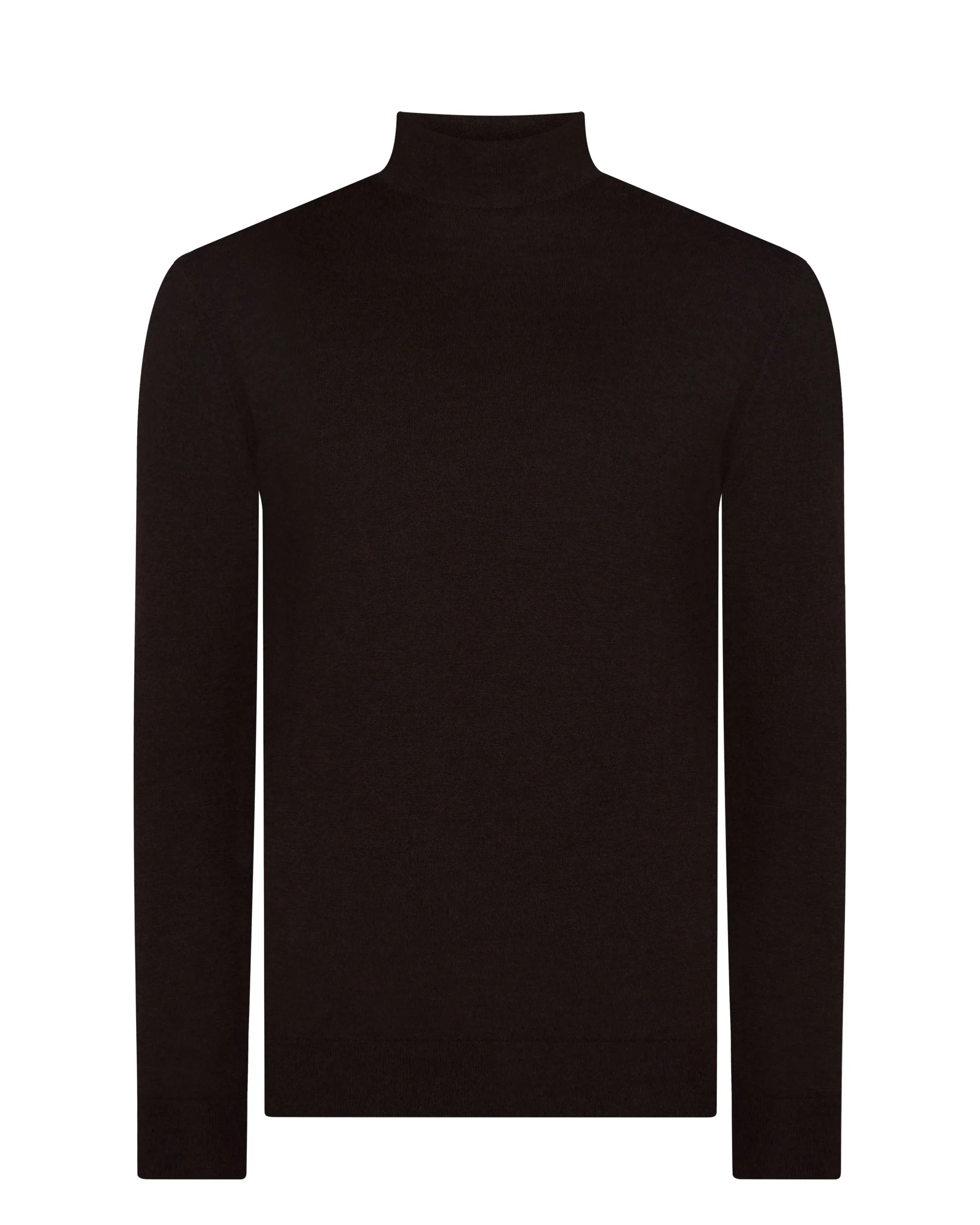 Men's Fine Gauge Cashmere Turtle Neck Jumper Chocolate Brown