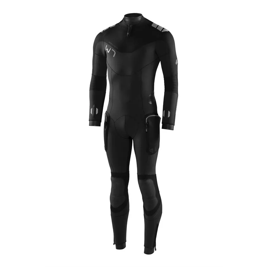 Mens Waterproof Scuba Diving Wetsuit Model - W7 7MM FULL BACK ZIP Semi Dry Sleeves