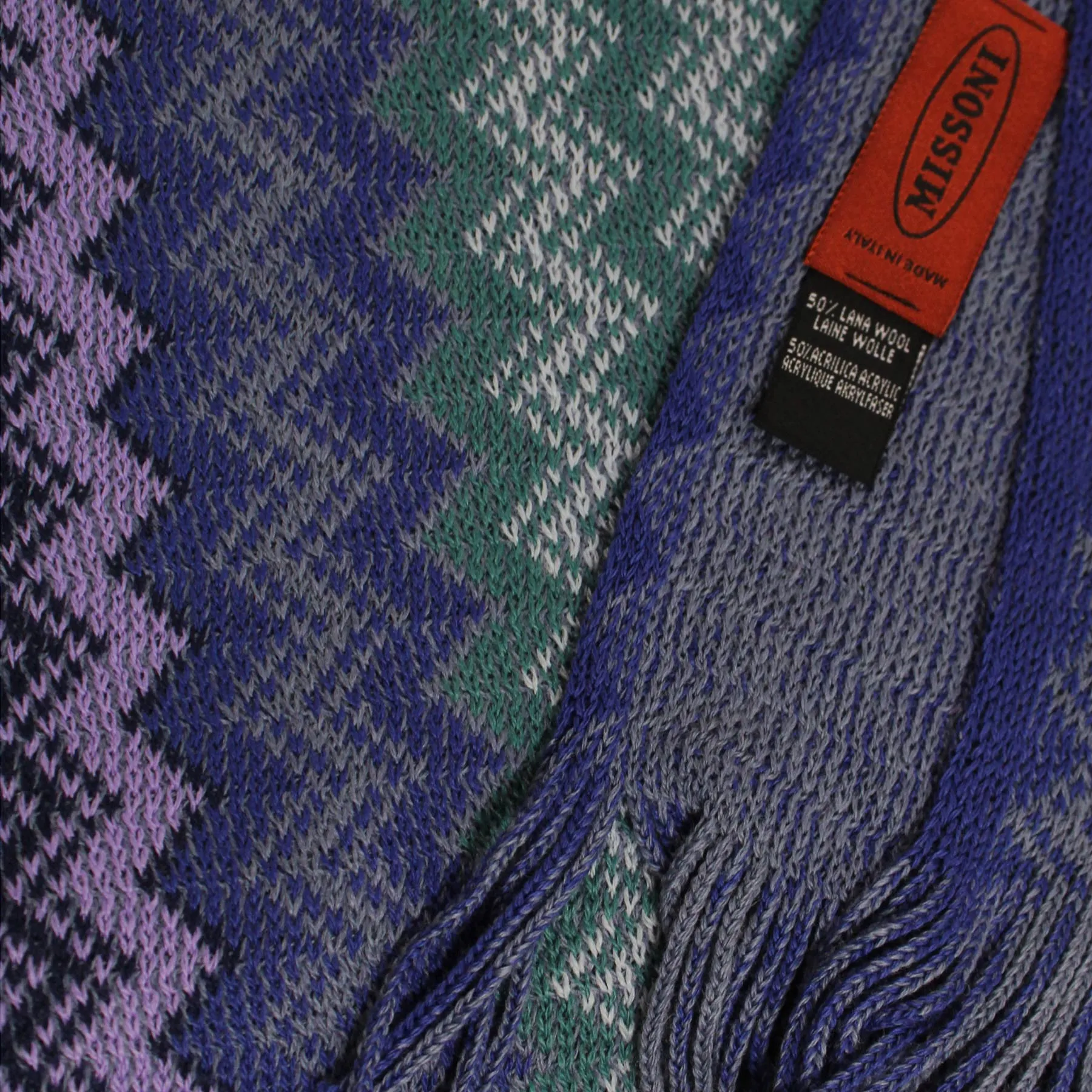 Missoni Scarf Lilac Purple Sage Green Herringbone Design - Designer Shawl SALE