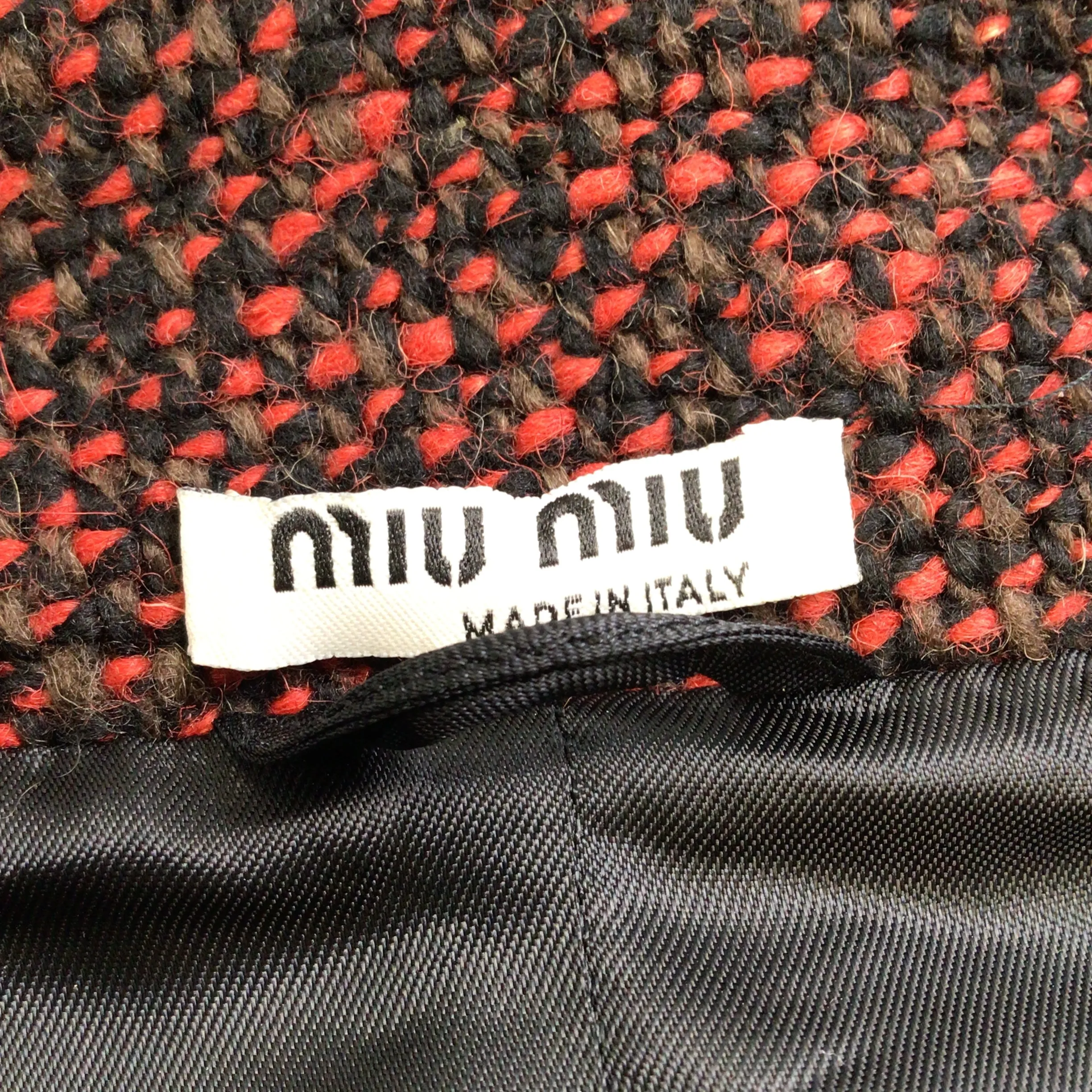 Miu Miu Black / Red Wool Tweed Jacket