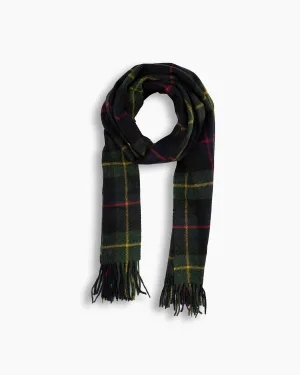 Navy & Green Tartan Wool Scarf