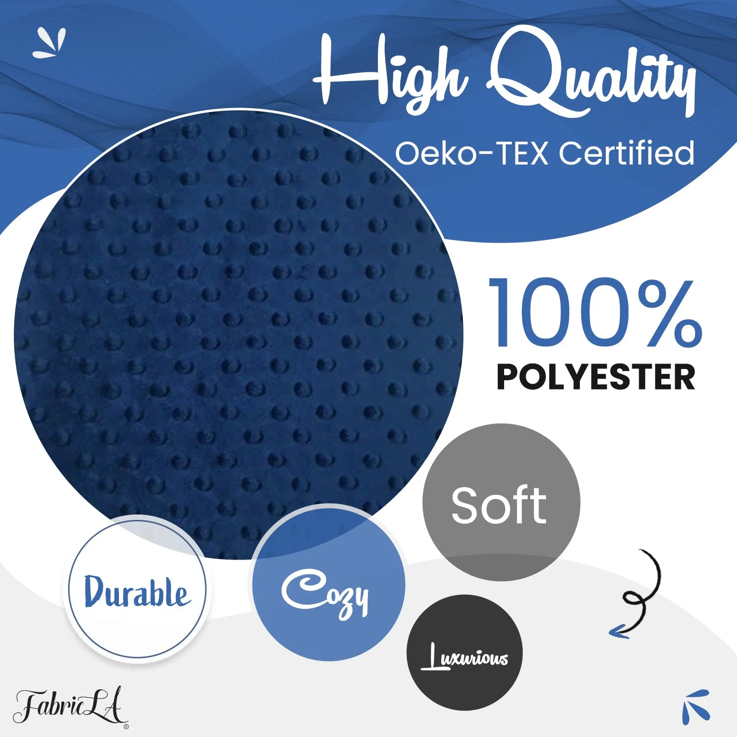 Navy Minky Fabric by the Yard | Oeko-TEX Certified Plush | 60" Wide for Baby Blankets & More