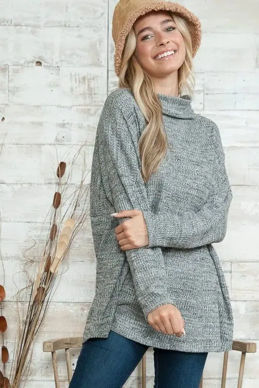 Oversized Lightweight Mock Neck Sweater