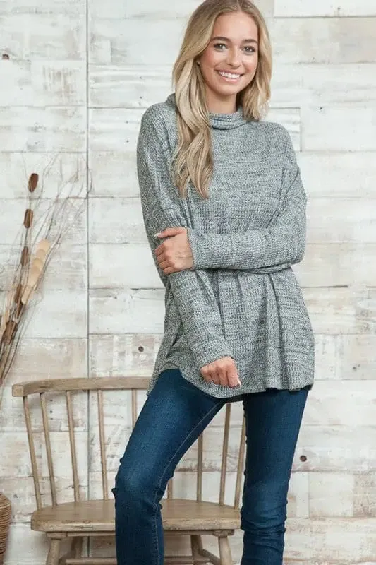 Oversized Lightweight Mock Neck Sweater