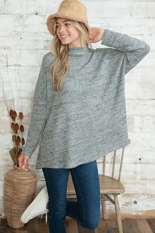 Oversized Lightweight Mock Neck Sweater