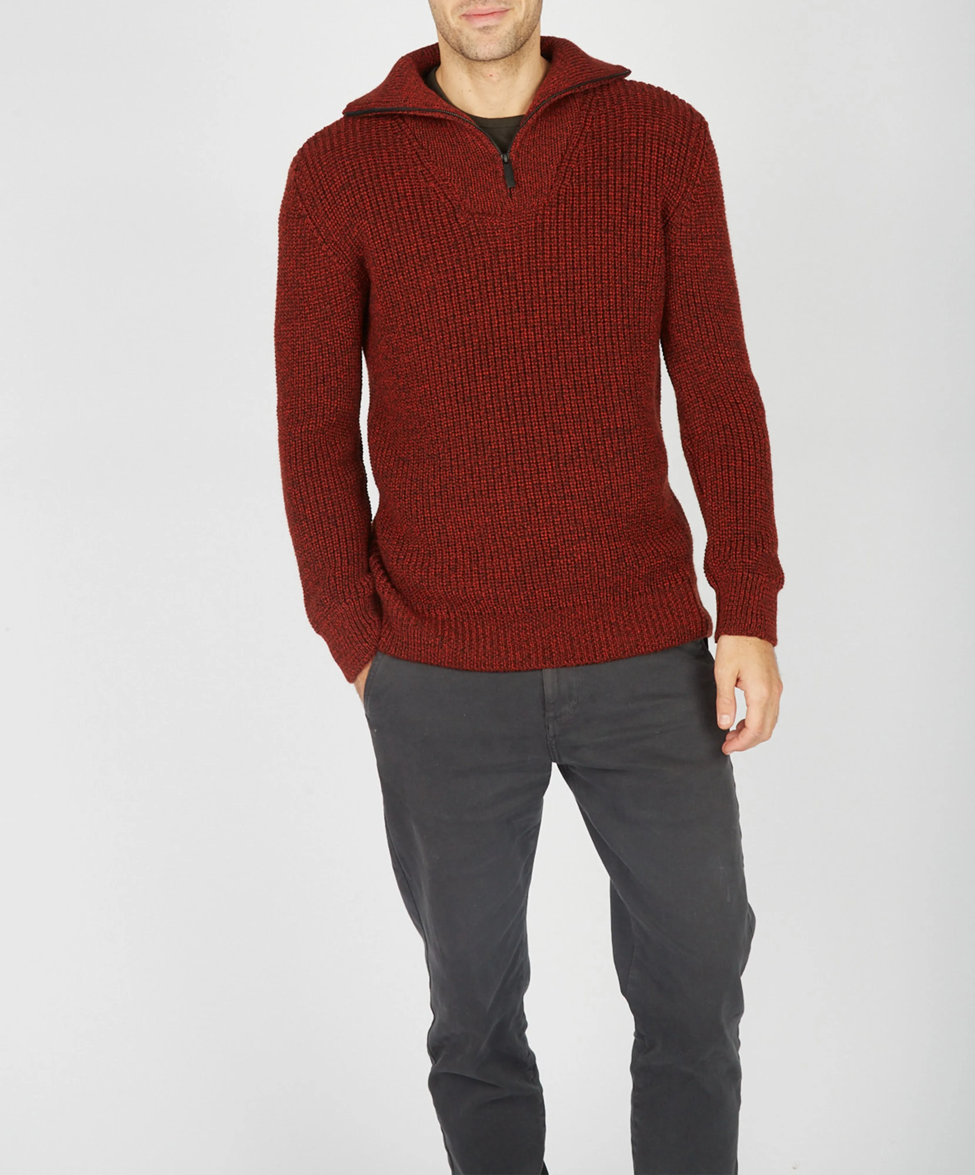 Owenroe Ribbed Troyer Sweater Sable Marl