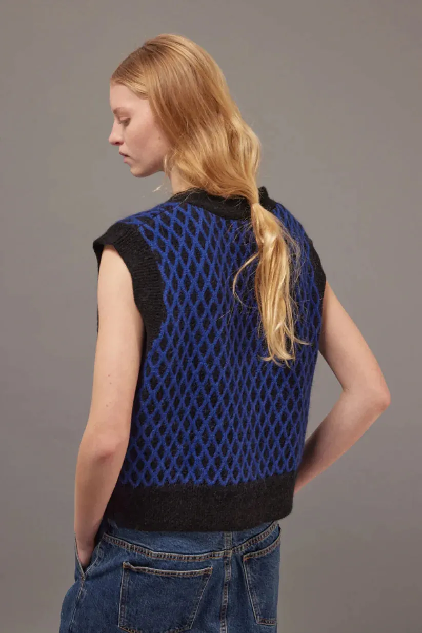 Pharlain Ola Vest - Mohair mix - Blue & Black