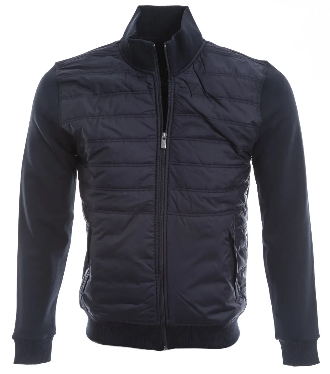 Remus Uomo Quilted Nylon Zip Through Jacket in Navy