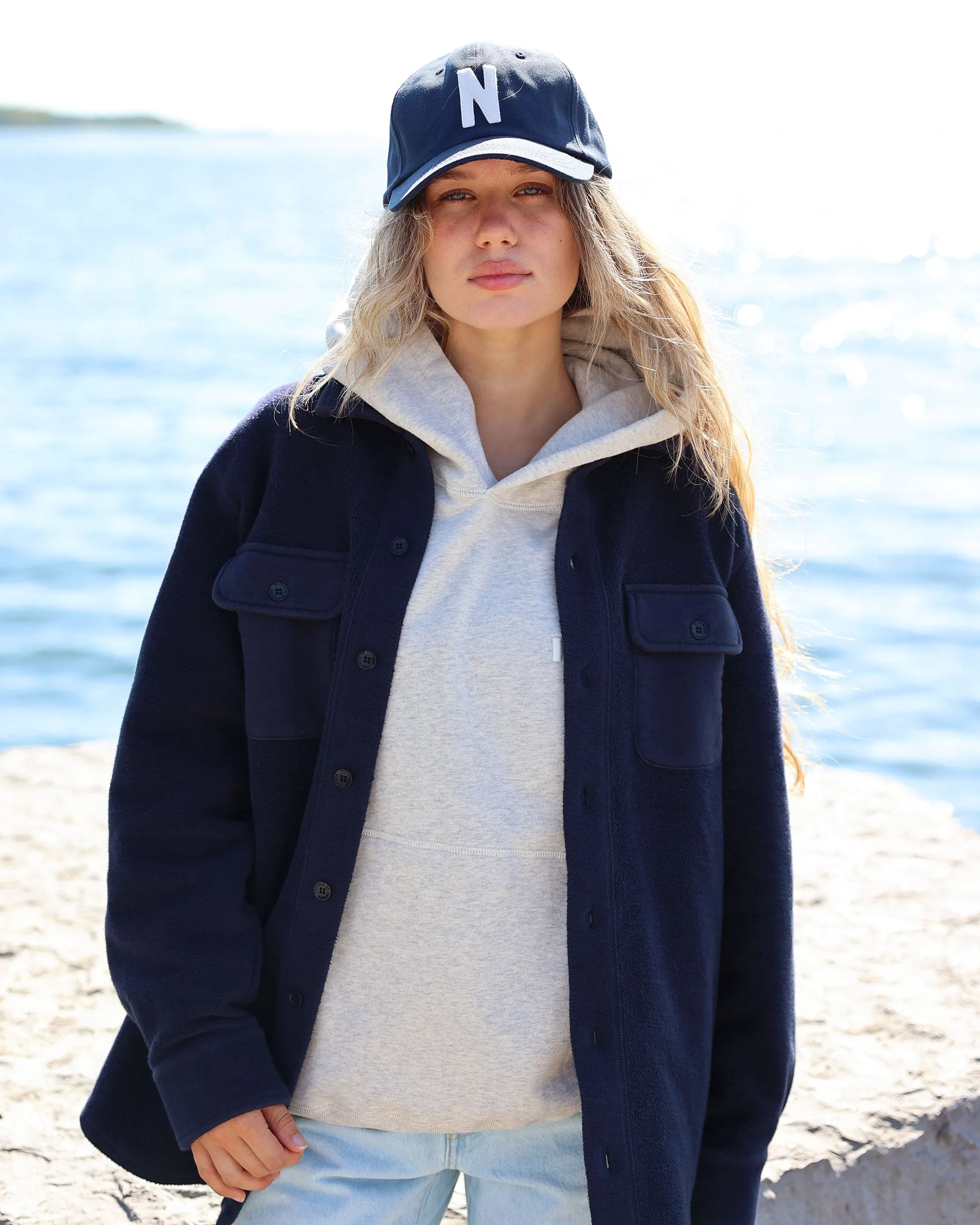 Reverse Fleece Overshirt Navy - Unisex