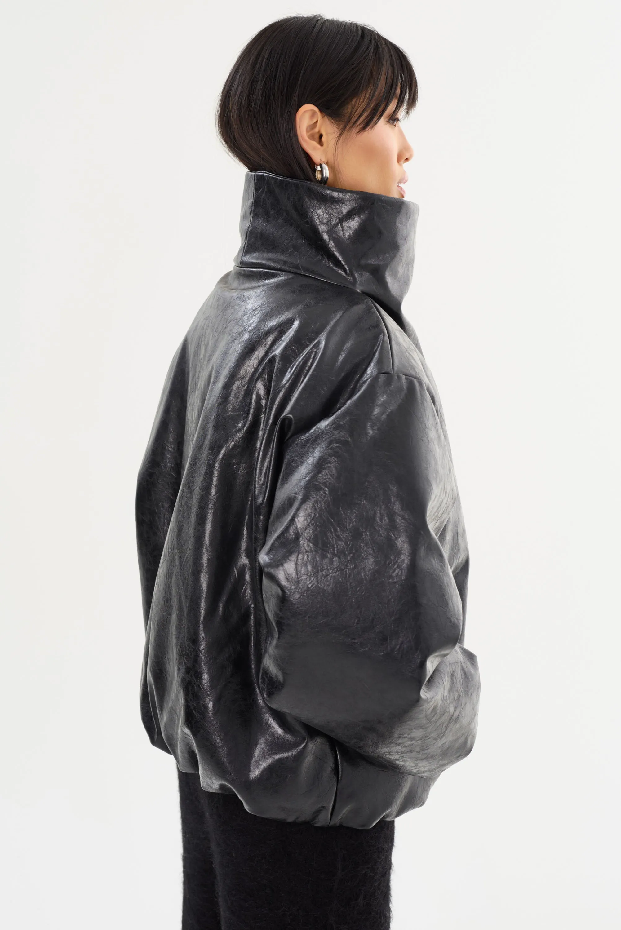 RONNIE | Faux Leather Puffer Jacket