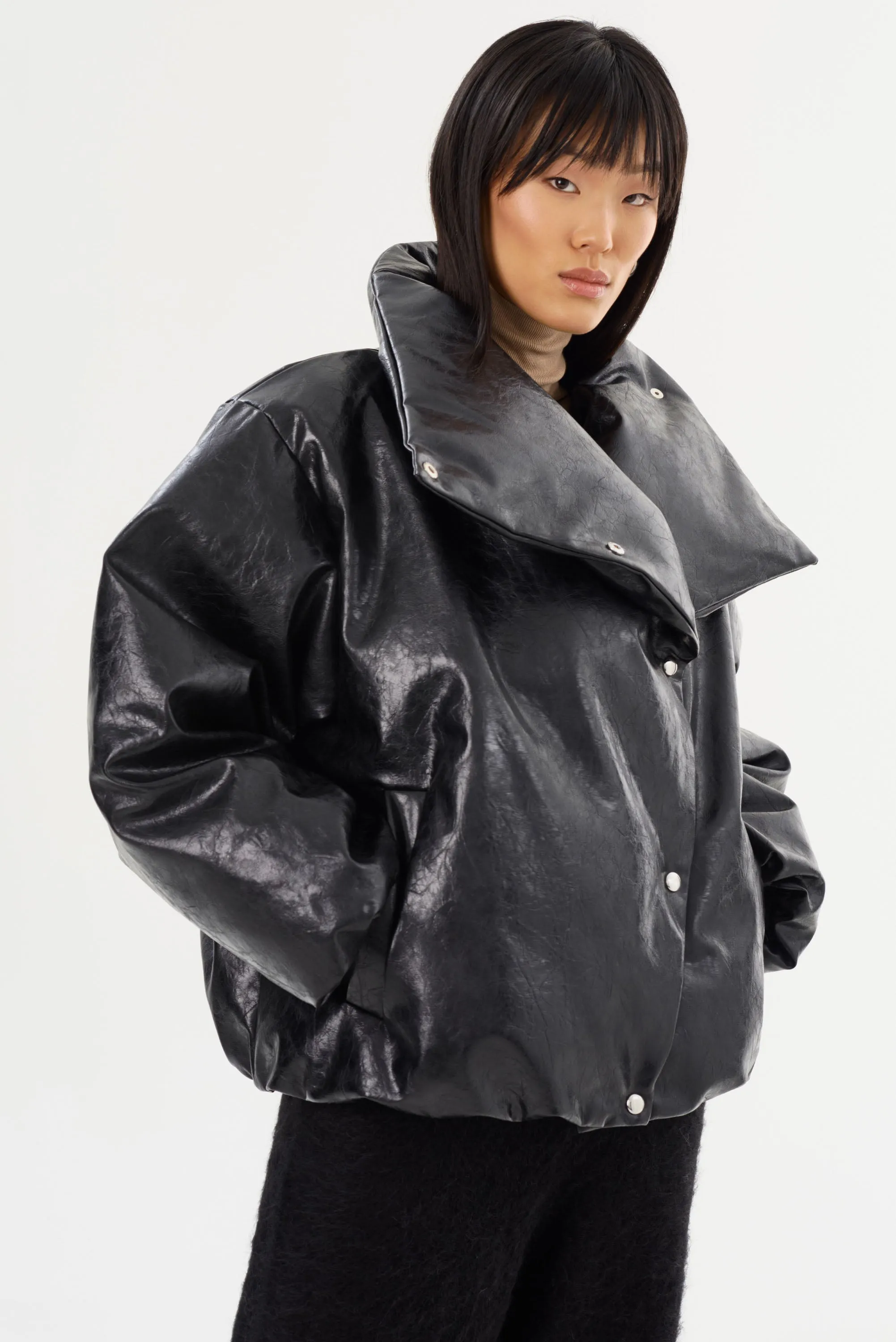 RONNIE | Faux Leather Puffer Jacket