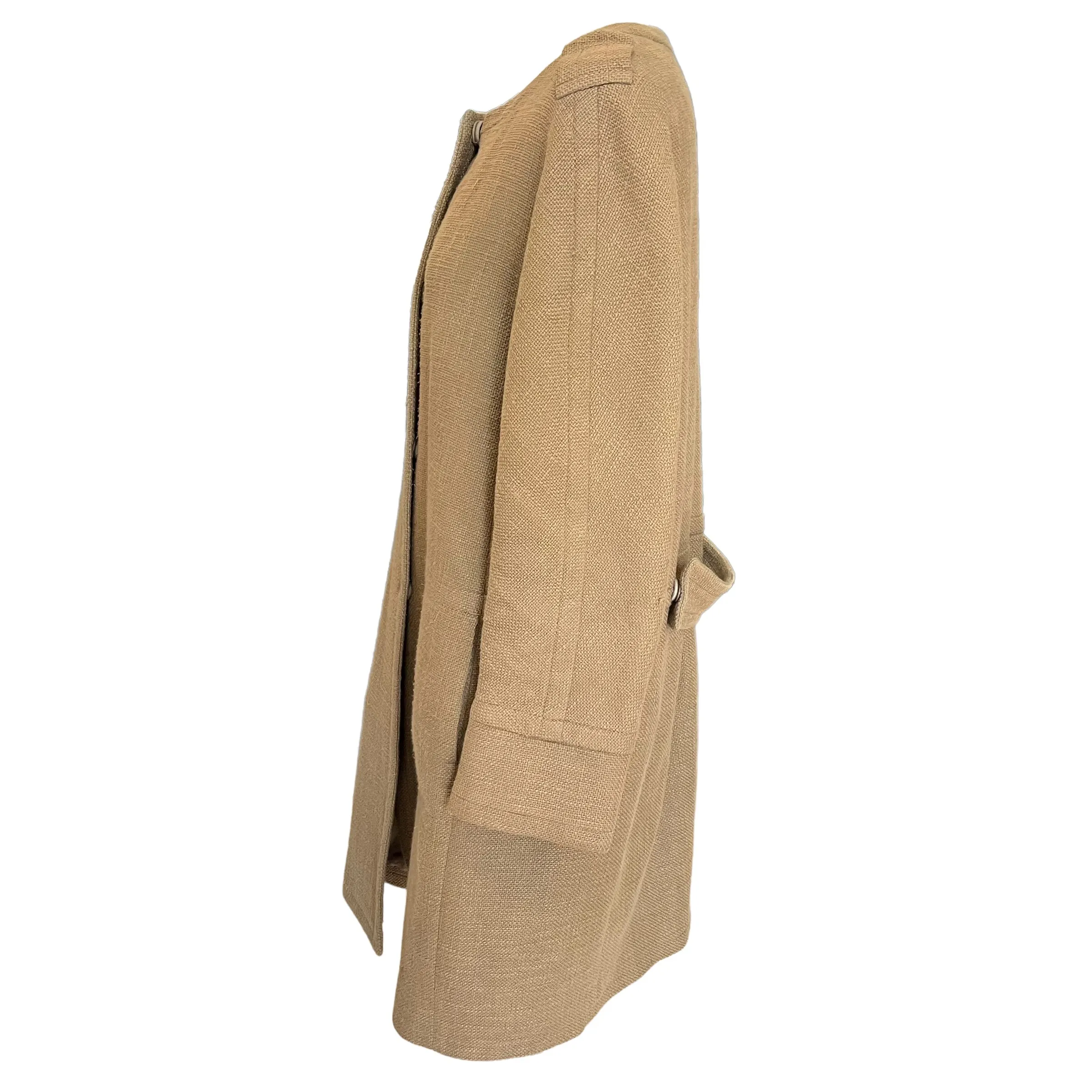 'S Max Mara Camel Linen Coat - 12/14