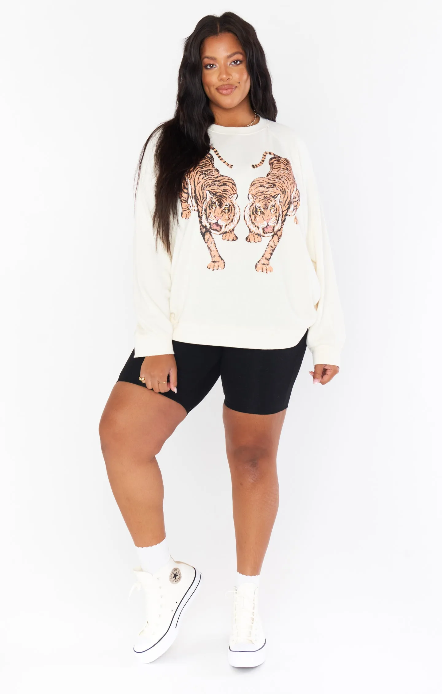 Simon Pullover ~ Cream Dancing Tiger Graphic