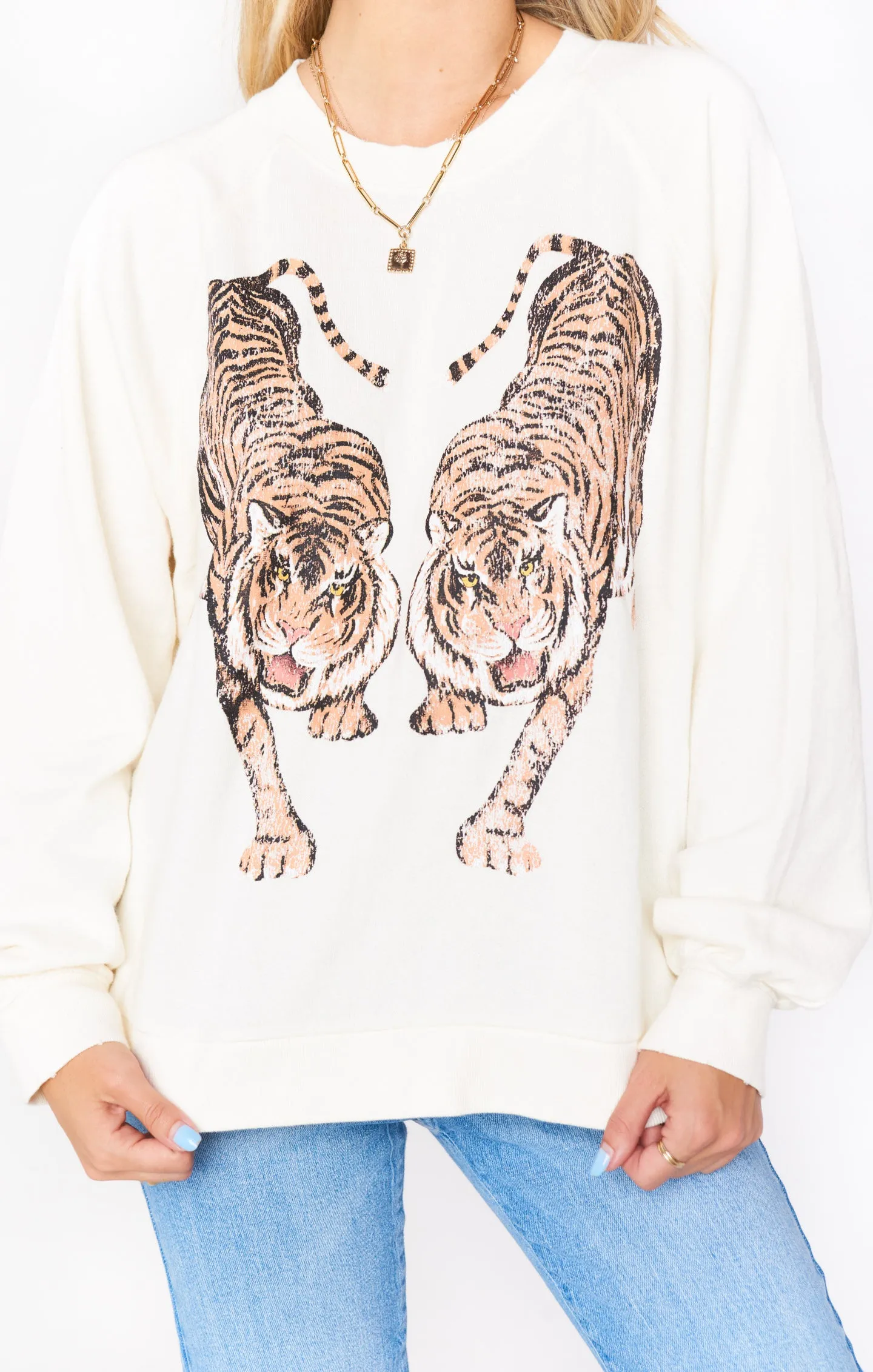 Simon Pullover ~ Cream Dancing Tiger Graphic