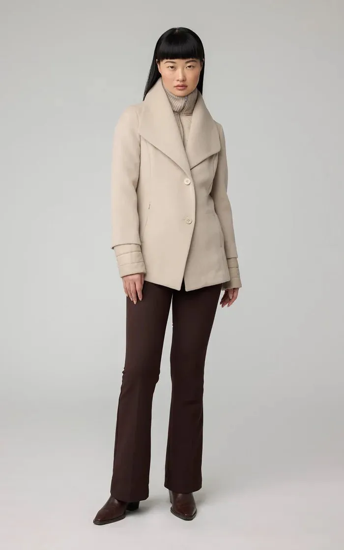 SOIA&KYO FRIEDA - Slim-Fit Mixed Media Wool Coat With Removable Bib