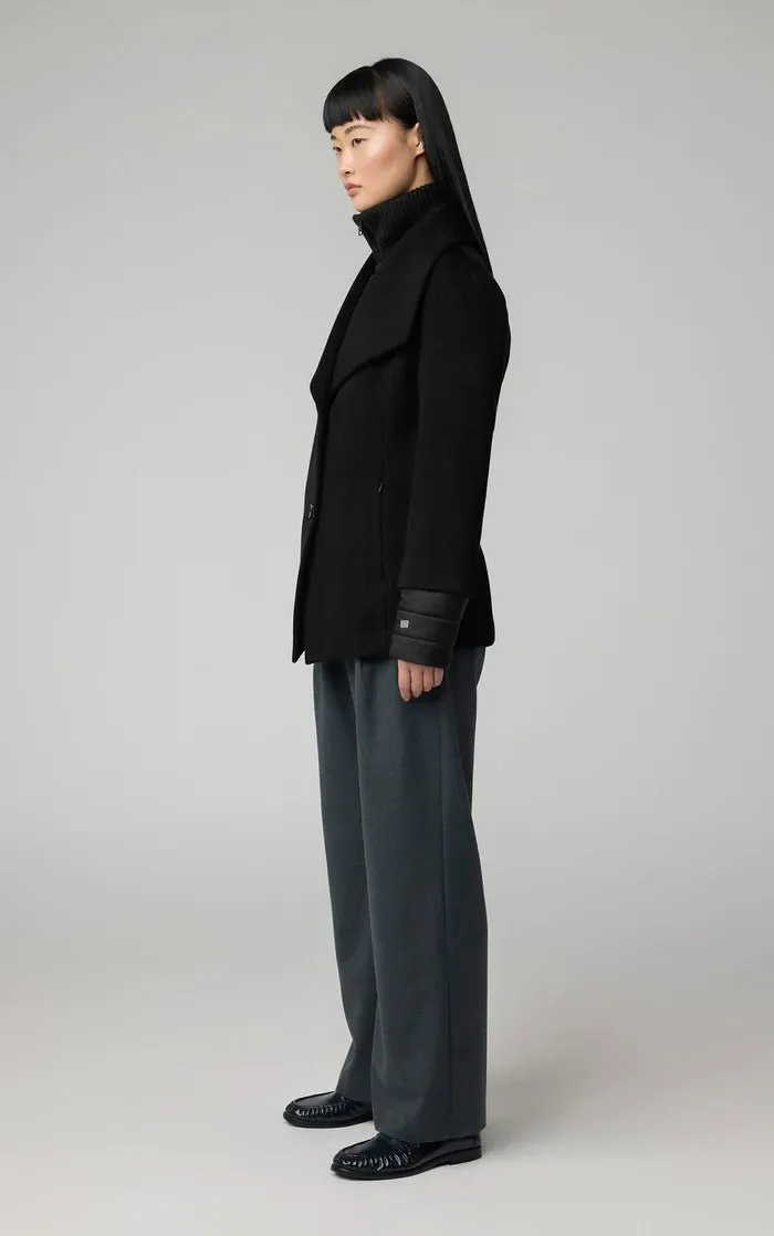 SOIA&KYO FRIEDA - Slim-Fit Mixed Media Wool Coat With Removable Bib