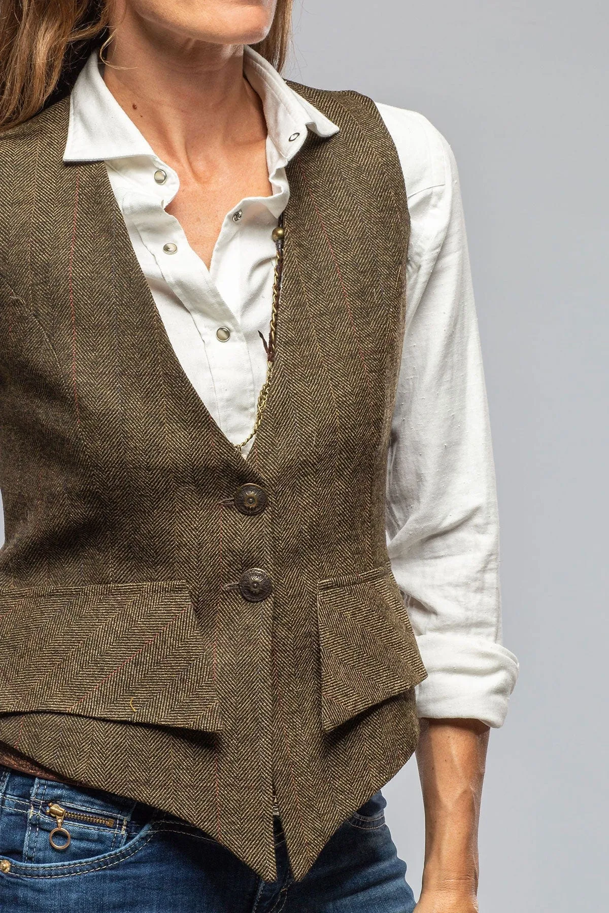 Sonnet Vest In Herringbone Tweed