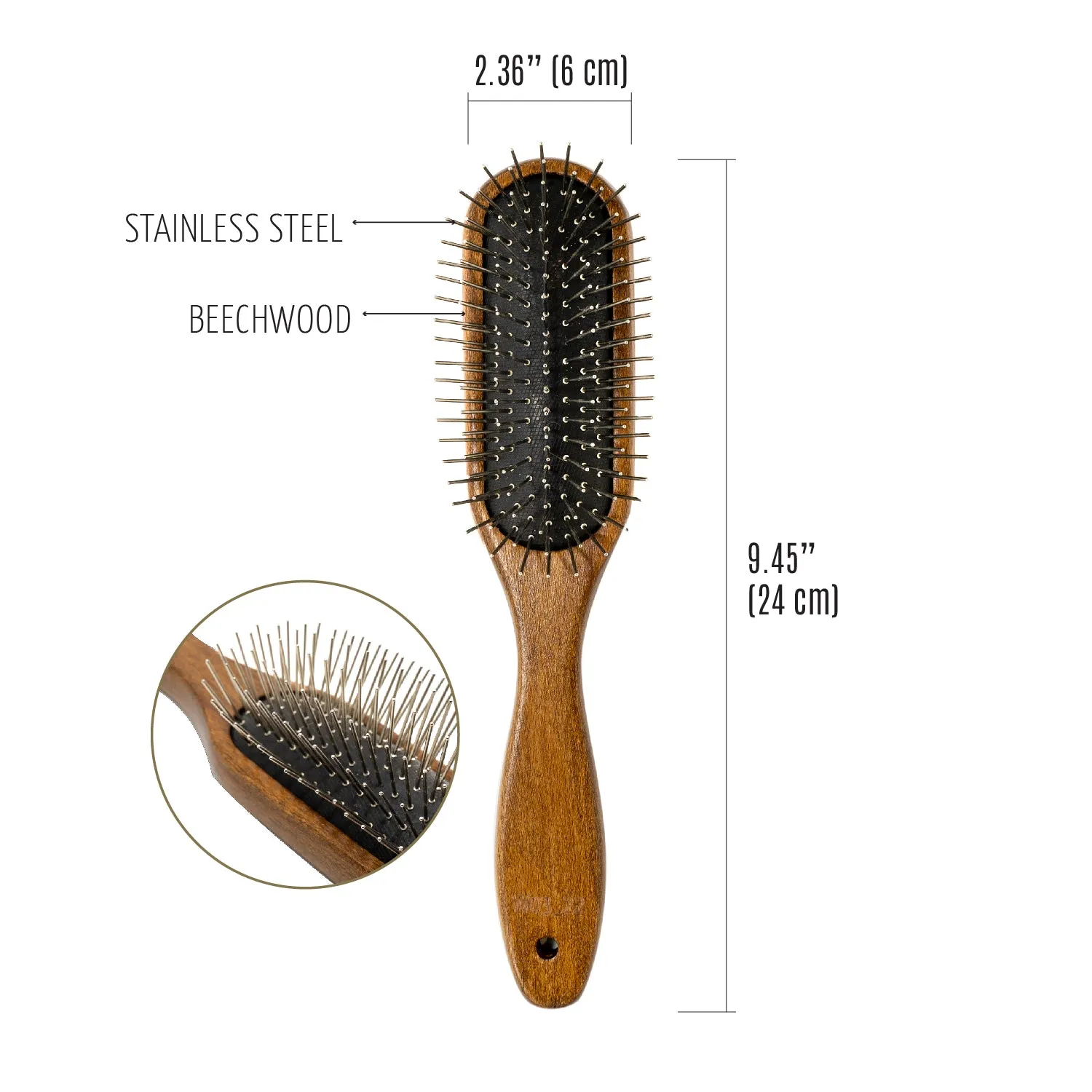 Tauro Pro Line Wooden Massage Oblong Dog & Cat Brush For All Hair Type To Improve Circulation And Promote Healthy Hair Growth