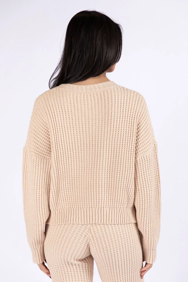 This Is Why Tan Thermal Waffle Knit Pullover