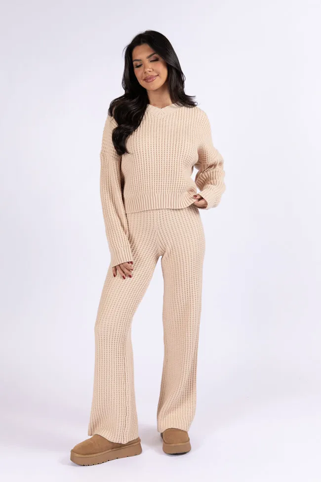 This Is Why Tan Thermal Waffle Knit Pullover