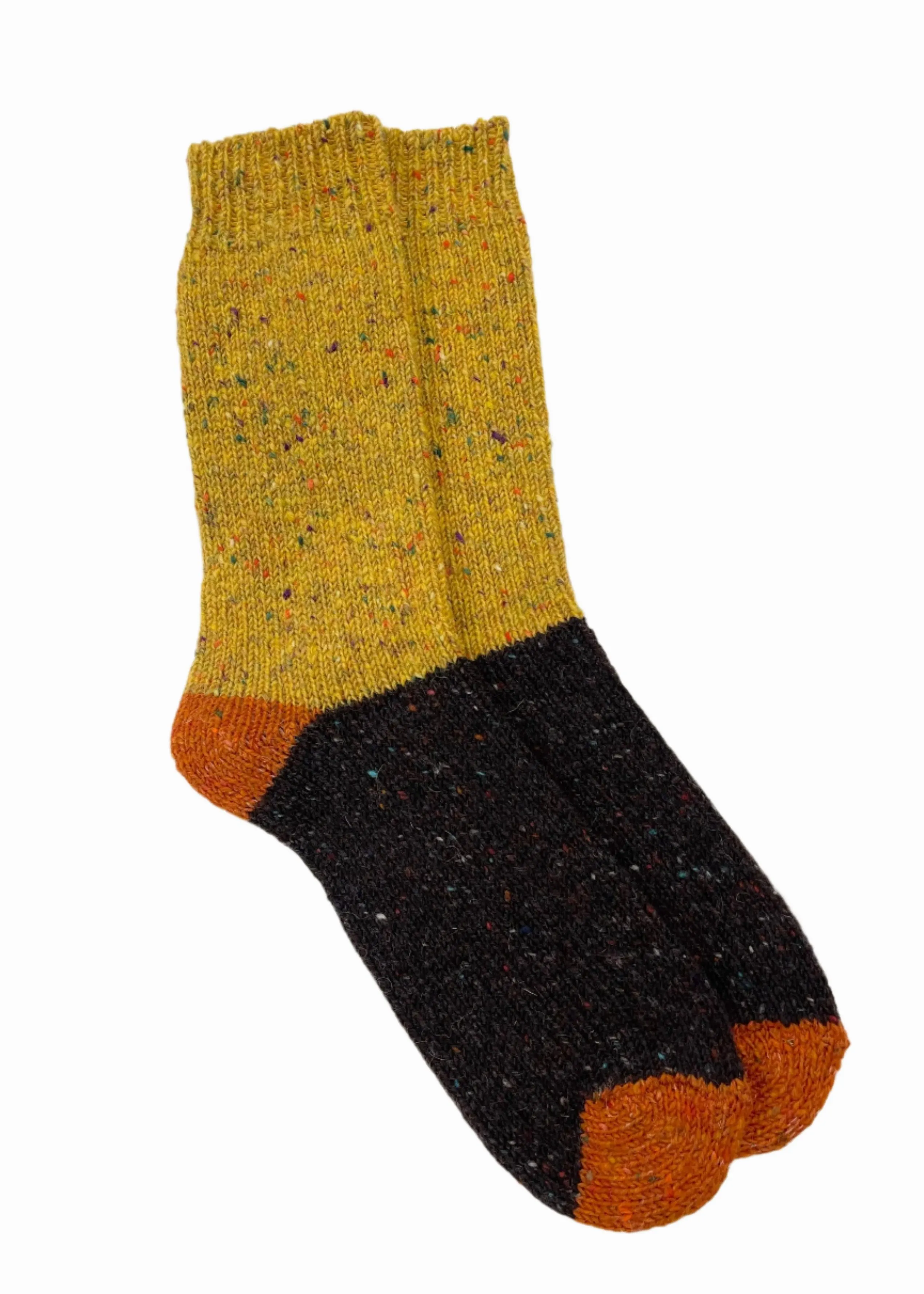 Tricolor 100% Merino Wool Socks | Yellow