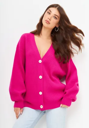 V-neck Cardigan -  Pink