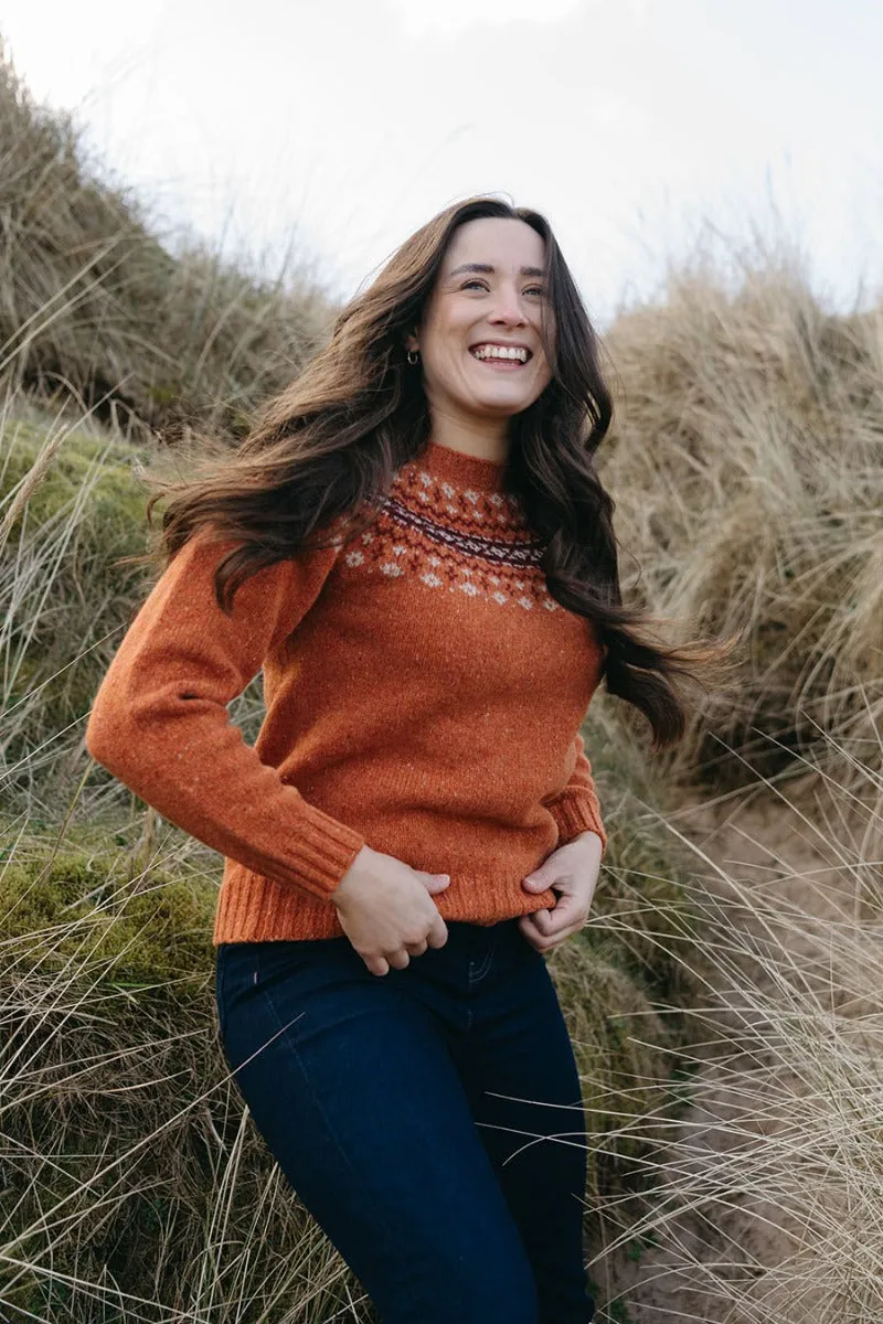 Womens Croft II Yoke Fair Isle Jumper - Orange