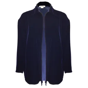 Zoran Navy Blue Open Front Velvet Jacket